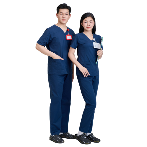 Bộ Scrubs cổ tim màu xanh than