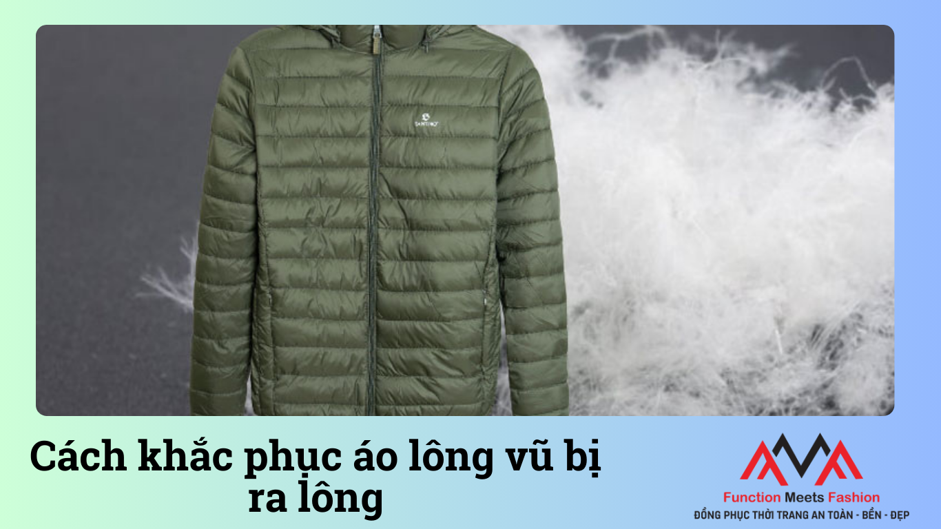 Hướng dẫn cách xử lý áo lông vũ bị ra lông bằng băng dính và khâu lại lỗ rách.